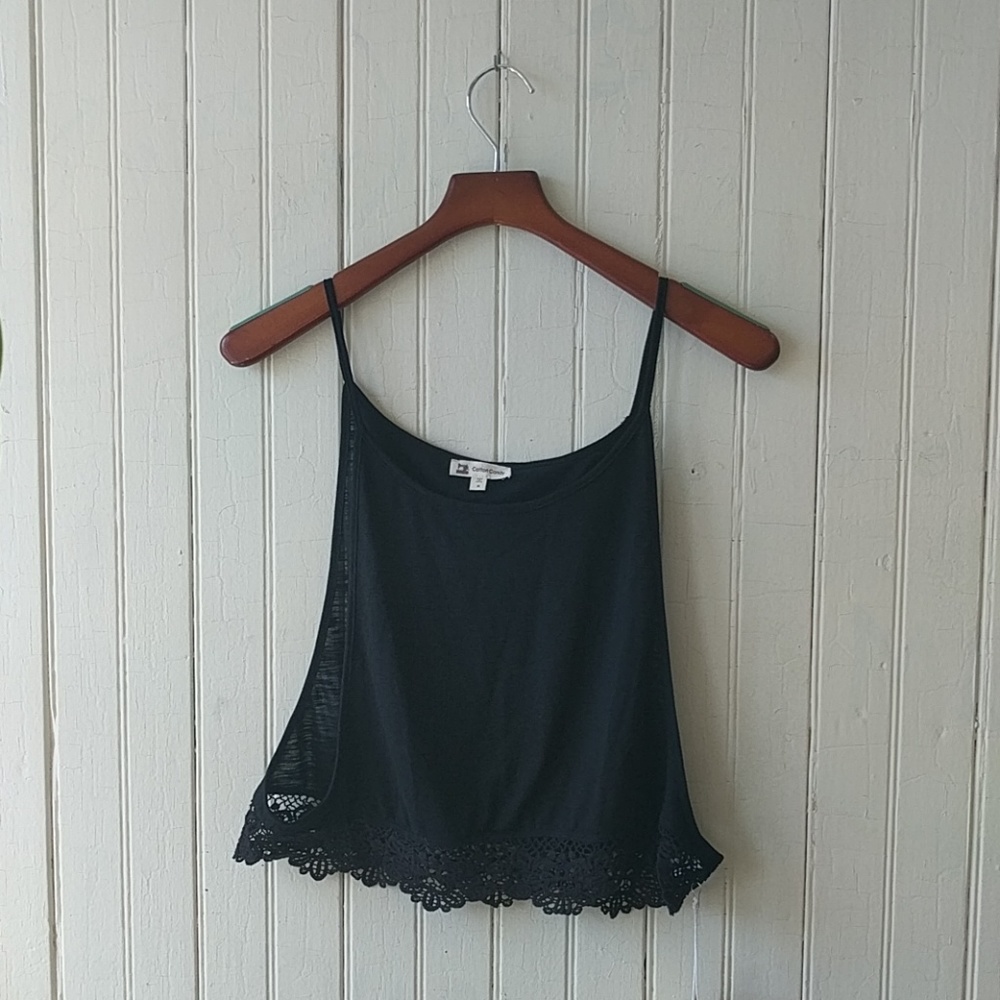 NWT Cotton Candy black lace open side cami top M